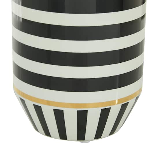 Black Ceramic Modern Vase, 16" x 6" x 6"